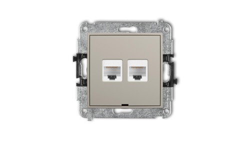 MINI Mechanizm gniazda komputerowego podwójnego 2xRJ45, kat. 5e, 8-stykowy, bez pola opisowego taupe 60MGKBO-2