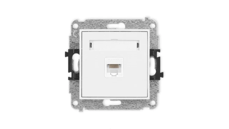 MINI Mechanizm gniazda komputerowego pojedynczego 1xRJ45, kat. 5e, 8-stykowy biały mat 25MGK-1
