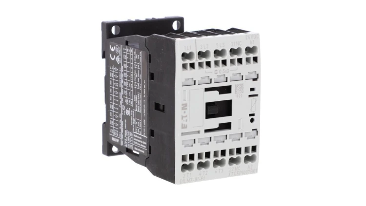 Stycznik mocy DILM7-01(24VDC)-PI 3P 380 V 400 V 3 kW 1R 24 V DC Push-In 199228