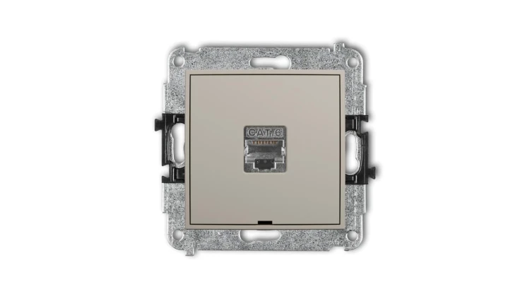 MINI Mechanizm gniazda komputerowego pojedynczego 1xRJ45, kat. 5e, ekranowany, 8-stykowy, bez pola opisowego taupe 60MGKBO-1e