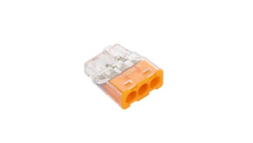 Szybkozłączka samozaciskowa bezgwintowa MINI do drutów (0,2 do 2,5 mm²), 3 tory, PC213S transparentnya 89241000 /100 szt./