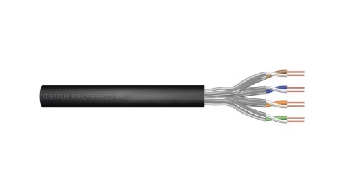 Kabel instalacyjny zewnętrzny żelowany DIGITUS kat.5e U/UTP, Fca, AWG 24/1, PE, 305m, czarny, karton DK-1511-VH-305-OD