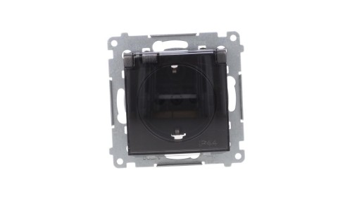 Simon 54 Gniazdo Schuko do wersji IP44 z przesłonami z uszczelką klapka transparentna antracyt DGSZ1BZ.01/48A