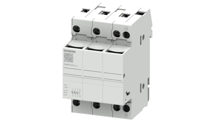Podstawa bezpiecznikowa do wkładek cylindrycznych 10×38 mm 32A 3P+N 3NW7063-2