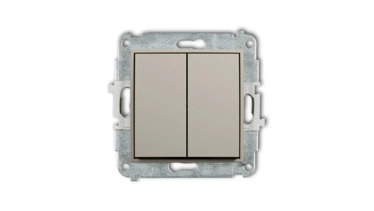 MINI Mechanizm łącznika podwójnego schodowego (dwa klawisze bez piktogramów) taupe 60MWP-33.1