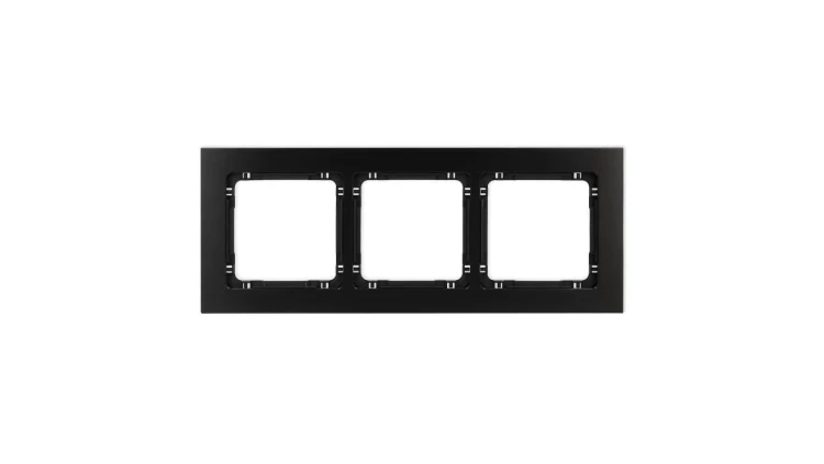 DECO Ramka uniwersalna potrójna - aluminium szczotkowane (ramka: czarna spód: czarny) 12-12-DRA-3