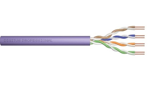 Kabel instalacyjny DIGITUS kat.6, U/UTP, Eca, AWG 24/1, PVC, 305m, fioletowy, karton DK-1611-V-305-1