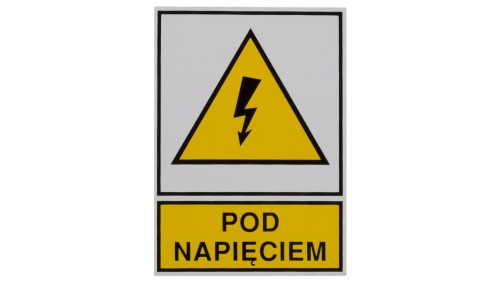 Tabliczka /znak ostrzegawczy/ TZO 52X74S /POD NAPIĘCIEM/ E04TZ-01011110800 /10szt./