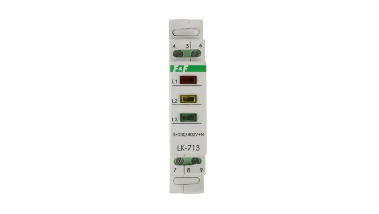 Lampka modułowa 3-fazowa żółta/czerwona/zielona 3x230V+N LK-713K