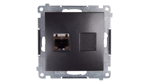 Simon 54 Gniazdo komputerowe pojedyncze RJ45 kat.6 ekranowane z przesłoną antracyt D61E.01/48