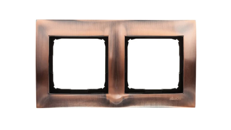 Simon 54 Premium Ramka podwójna metalowa miedź rustykalna DR2/36