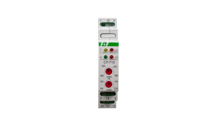 Przekaźnik kontroli napięcia 1-fazowy 3x(50-450V)+N 1P 8A 150-210V/230-260V AC CP-710