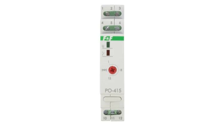 Przekaźnik czasowy 1P 10A 1-15min 230V AC opóźnione odpadanie PO-415 230V