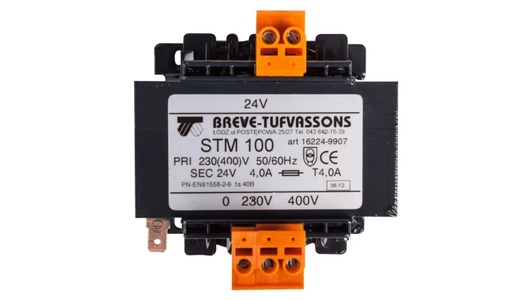 Transformator 1-fazowy bezpieczeństwa STM 100 400(230)/ 24V 4,1A, Ta 40, 16224-9907