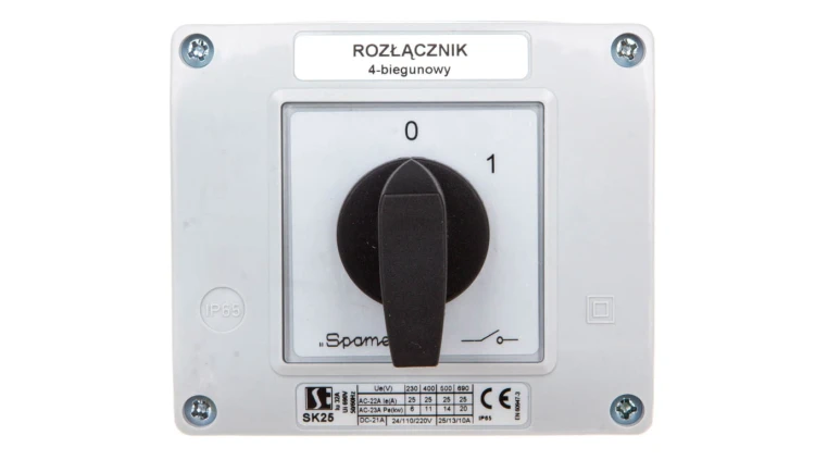 Łącznik krzywkowy 0-1 25A 4P w obudowie SK25-2.8210OB13
