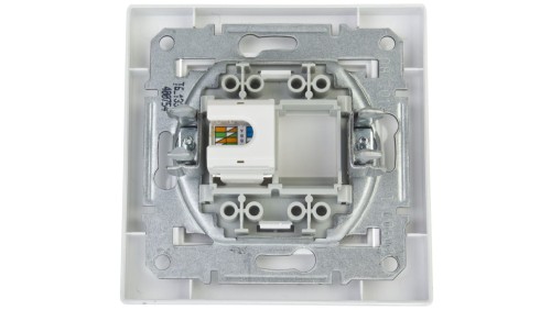 Gniazdo komputerowe Asfora pojedyncze RJ45 kat.6 białe z ramką EPH4700121